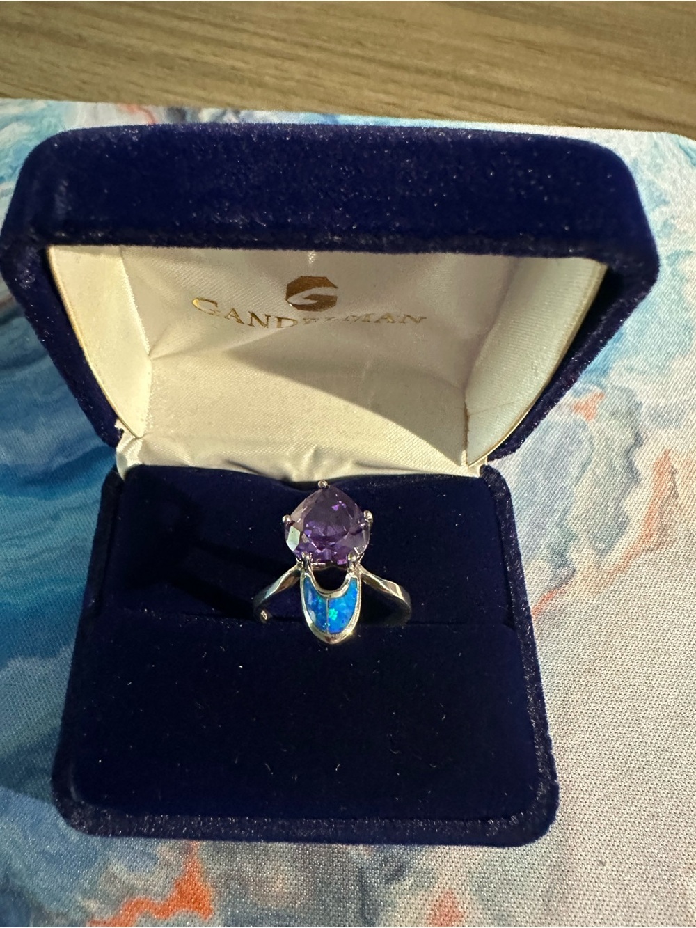 Purple Amethyst & Blue Opal Sterling Ring and Bracelet